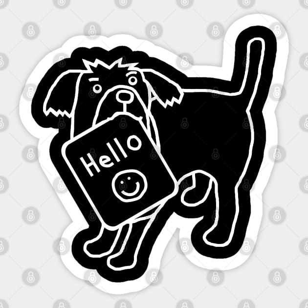 Whiteline Cute Dog Says Hello Sticker by ellenhenryart